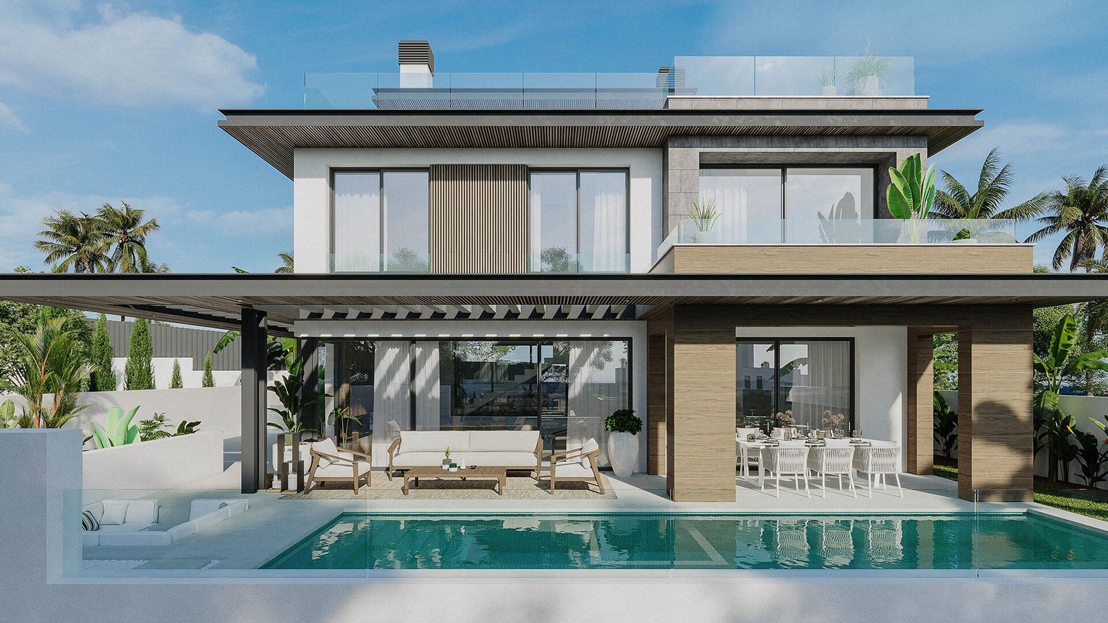 Moderne villa met zwembad en terras